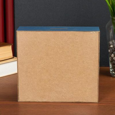 Копилка интерьерная дерево "Золотой папоротник на синем" 15х20х6 см