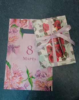 Набор "С 8 МАРТА": ежедневник, ручка, пакетик