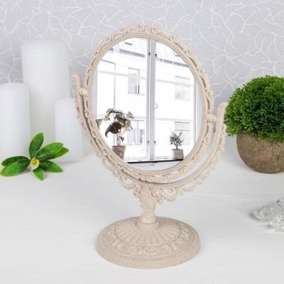 Зеркало настольное, двустороннее, с увеличением, d зеркальной поверхности — 12,5 см, цвет бежевый