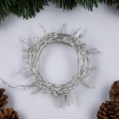 Гирлянда «Нить» 4 м, IP20, прозрачная нить, 40 LED, свечение аквамарин, 2 режима, AAх3