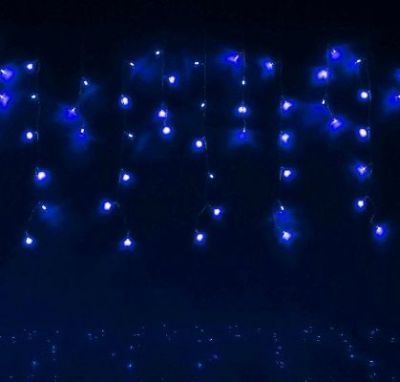 Гирлянда уличная "Бахрома" (Ш:4 м, В:0,6 м, нить силикон, синий)