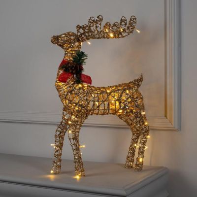 Светодиодная фигура «Олень» 25 × 70 × 13 см, металл, 220 В, мерцание, свечение тёплое белое