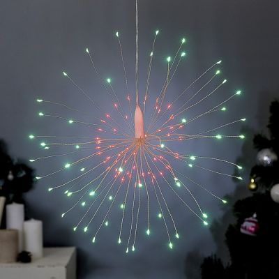 Светодиодная фигура «Салют» 20 см, роса, батарейки ААх4 (не в комплекте), 8 режимов, свечение зелёное и розовое