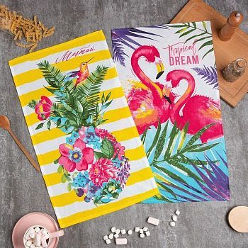 Набор полотенец кух. "Доляна" Цветочное настроение 35х60см-2шт, 100% хл