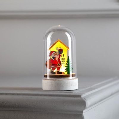 Светодиодная фигура под куполом «Дед Мороз с мешком» 6 × 9.5 × 6 см, дерево, батарейки LR1130х3, свечение тёплое белое