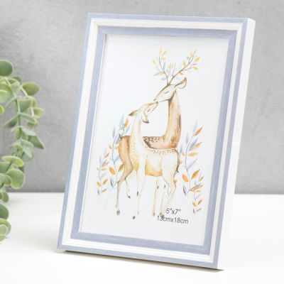 Фоторамка пластик 13х18 см "Белая с сиренью" 20,5х15,5 см