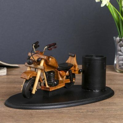 Сувенир дерево подставка под ручки "Мотоцикл" 11,5х26,3х13,7 см