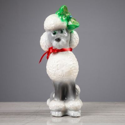 Копилка "Собака Пудель", глянец, бело-серый, микс