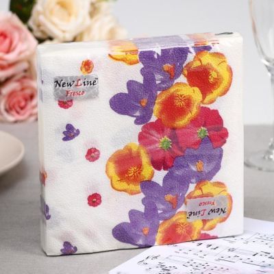 Салфетки бумажные New line FRESCO «Крокусы», 2 слоя, 33*33 см, 20 шт.