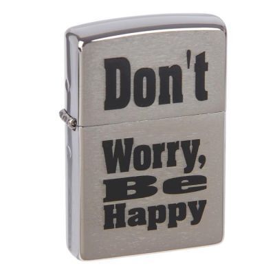 Зажигалка ZIPPO 200 Don`t Worry с покрытием Brushed Chrome