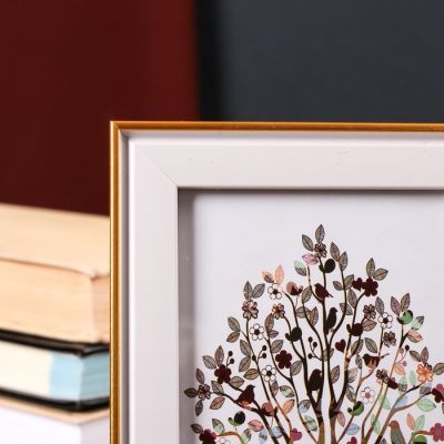 Фоторамка пластик 10х15 см "Белая с золотой полосой" 18х13 см