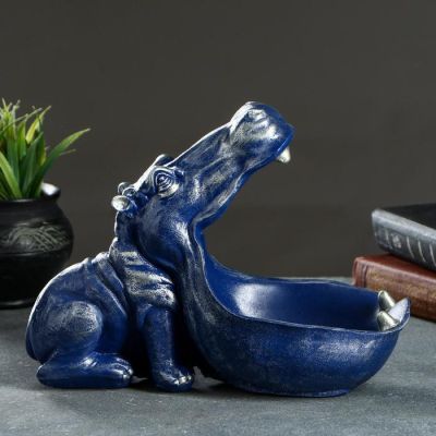 Шкатулка для мелочей "Бегемот" синий, 22х30см