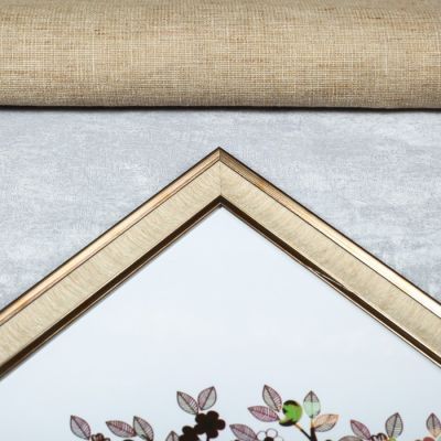 Фоторамка пластик 30х40 см "Жатая бумага" песочная с золотым обрамлением 44х34 см