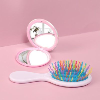 Подарочный набор «Единорог», 2 предмета: зеркало, массажная расчёска, рисунок МИКС