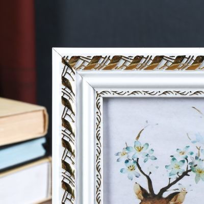 Фоторамка пластик 10х15 см "Фредерик" золотая спираль на белом 20,3х15,3 см