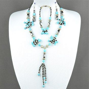 Авторский комплект прес.Бирюза,  гематит  "Невада" арт.ВАС-1128