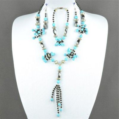 Авторский комплект прес.Бирюза,  гематит  "Невада" арт.ВАС-1128