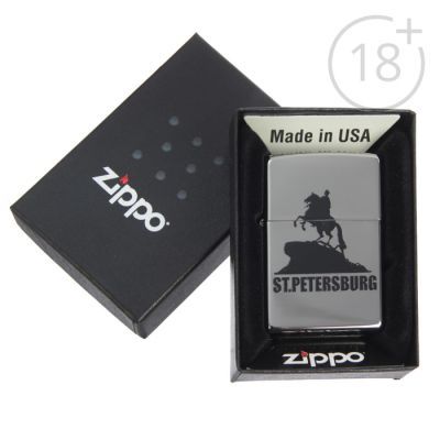 Зажигалка ZIPPO 150 ST PETERSBURG Медный всадник с покрытием Black Ice