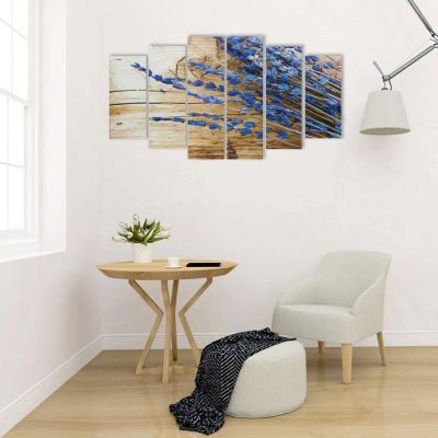 Картина модульная на подрамнике "Синие цветочки" 2-25*57,5;2-25*74,5;2-25*84,5, 150*84,5см