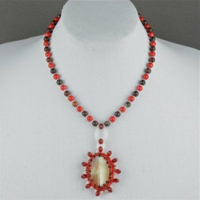 Подвеска  Обсидиан, Хрусталь "Варя" арт.КАП-1385