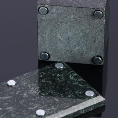 Горшки для цветов "Суккулент",2 шт. на подставке с магнитами, змеевик, 7,5х16х7,5 см