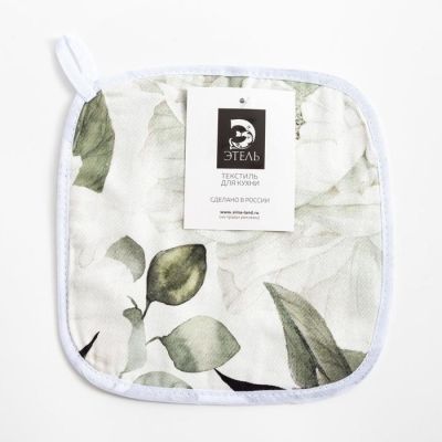 Прихватка "Этель" Пионы 19х19см,100% х/л, ватин 250г/м2 (двухсторонняя)