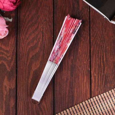 Веер пластик, текстиль "Крупные розы" изгиб МИКС 23см