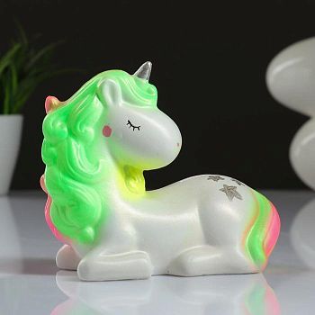 Копилка "Единорог лежит №2" радужный 13см