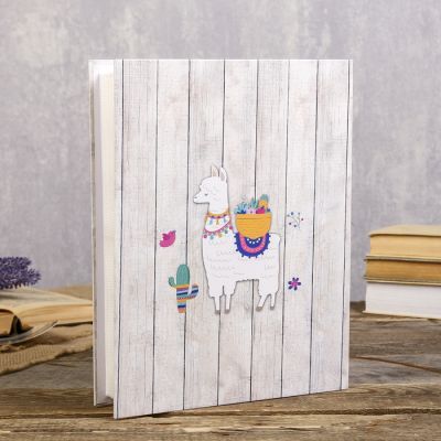 Фотоальбом на 200 фото 13х18 см "Лама" объем.эл., блёстки в коробке МИКС 29,5х23,5х6 см