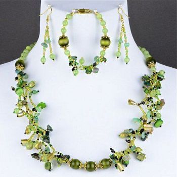 Комплект Яшма, оникс, кошачий глаз, перламутр, бисер "Минди" арт. ДЕВ-1455