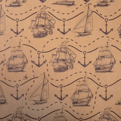Бумага упаковочная крафтовая "Морская"  50х70 см