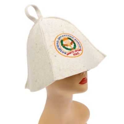 Шапка для бани из белого войлока "ВДВ"