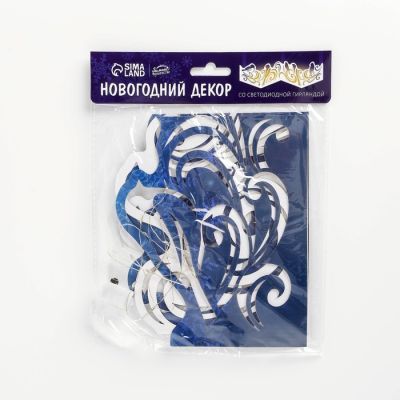 Новогодний декор с гирляндой «Снегири», длина 70 см.