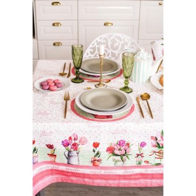 Скатерть "Этель" Тюльпаны 110х147 см, 100% хл, репс 210 гр/м2