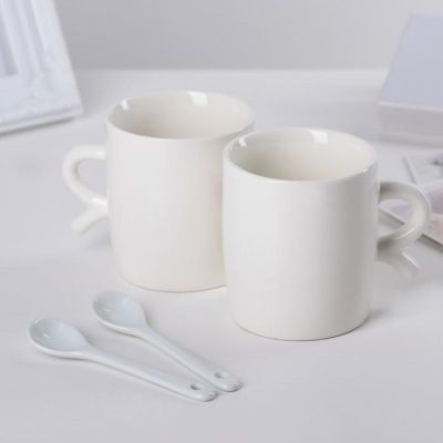 Набор кружек «Весна», 200 мл, 2 шт, с ложками, рисунок МИКС