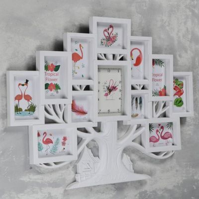 Часы настенные, серия: Фото, "Семейное дерево", плавный ход, 1АА,  82х3х58 см, белые