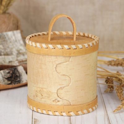 Туес «Соль», ягодка, 11×11×15 см, береста