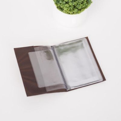 Обложка для автодокументов, с вкладышем, цвет коричневый