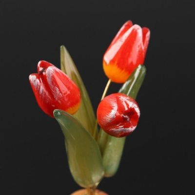 Ваза Тюльпан (3 цв.) на подставке с росписью, селенит,  21*10 см