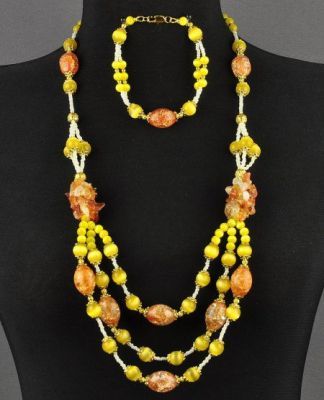 Авторский комплект Сердолик, кошачий глаз "Краски Осени" арт.ВАС-190