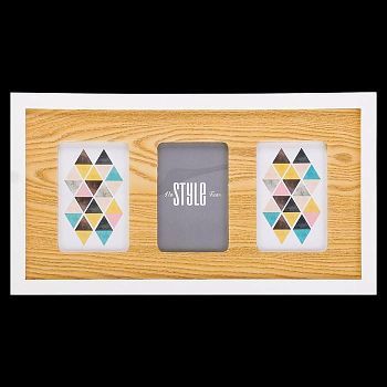 Фоторамка пластик на 3 фото 10х15 см "Эко-стиль" 26х45 см