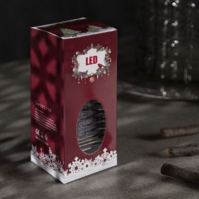 Светодиодная фигура «Камин с носками» 5.5 × 13 × 5.5 см, пластик, батарейки AG13х3, свечение тёплое белое