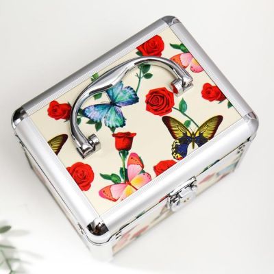 Шкатулка металлокаркас сундучок "Бабочки и розы" 13х16,7х12,8 см