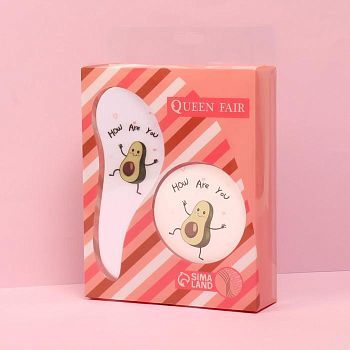 Подарочный набор «Авокадики», 2 предмета: зеркало, массажная расчёска, рисунок МИКС