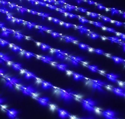 Гирлянда "Дождь" уличная (Ш:2 м, В:3 м, LED 800 шт., нить силикон, бело-синий)