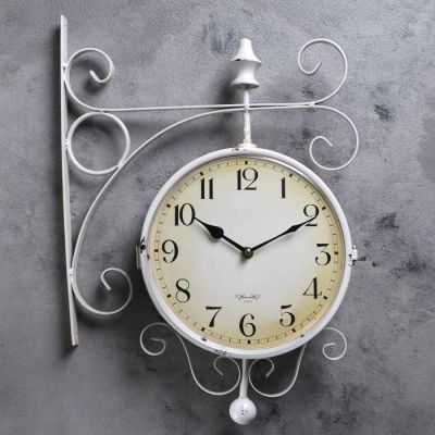 Часы настенные двойные, серия: Садовые, "Мерано", дискретный ход, d=24 см, 46 х 29 см