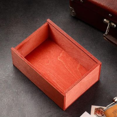 Коробка деревянная "23 февраля" 20х14х8 см красный