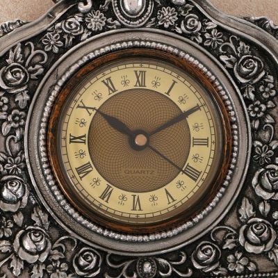 Часы настольные "Каминные", цвет серебряный,  21х19х6.5 см