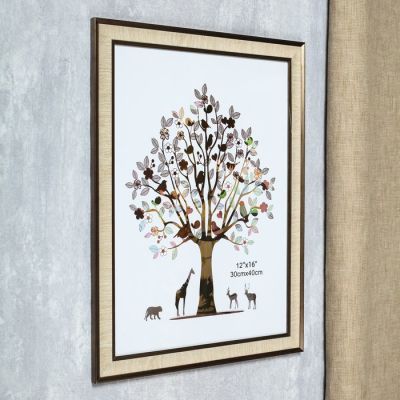 Фоторамка пластик 30х40 см "Жатая бумага" песочная с золотым обрамлением 44х34 см