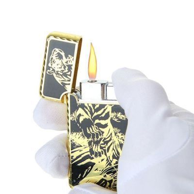 Зажигалка газовая "Тигр в прыжке", пьезо, 3х6 см, микс